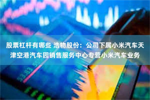 股票杠杆有哪些 浩物股份：公司下属小米汽车天津空港汽车园销售服务中心专营小米汽车业务