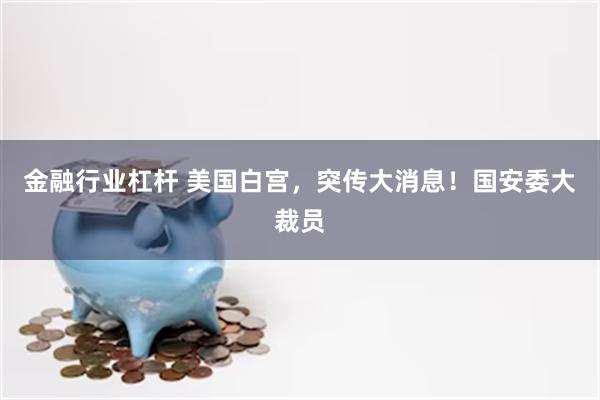 金融行业杠杆 美国白宫，突传大消息！国安委大裁员
